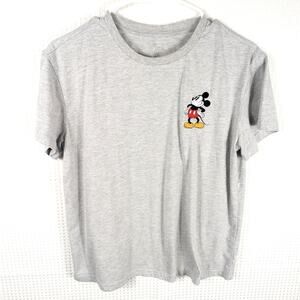 Disney Mickey Mouse Gray Short Sleeve T-Shirt Mens Small Embroidered Graphic Tee